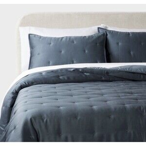 3pc King Luxe Lyocell Comforter and Sham Set Dark Teal Blue - NEW